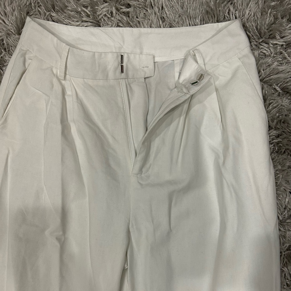 Cream linen straight leg pant